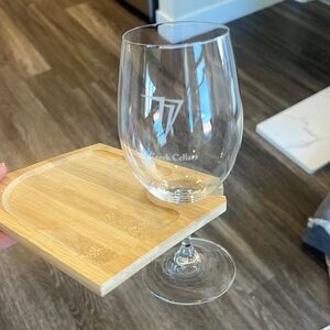 Bamboo stemmed wine glass holder snack cheese plate outdoor picnic party wares